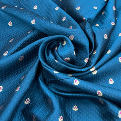 Cobalt Blue Floral Meenakari Butti Textured Silk Brocade