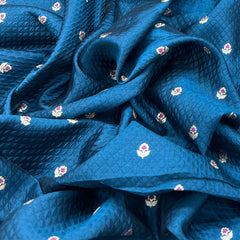 Cobalt Blue Floral Meenakari Butti Textured Silk Brocade