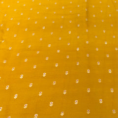 Mustard Yellow Floral Meenakari Butti Textured Silk Brocade