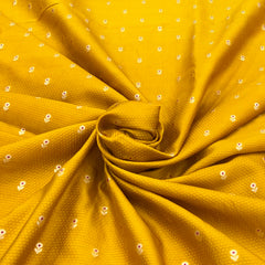Mustard Yellow Floral Meenakari Butti Textured Silk Brocade