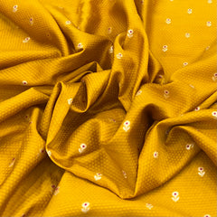 Mustard Yellow Floral Meenakari Butti Textured Silk Brocade