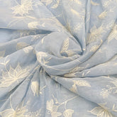 Baby Blue Floral Jal Thread Sequins Mul Chanderi Embroidery