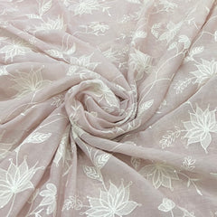 Light Onion Pink Floral Jal Thread Sequins Mul Chanderi Embroidery