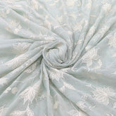 Light Mint Green Floral Jal Thread Sequins Mul Chanderi Embroidery
