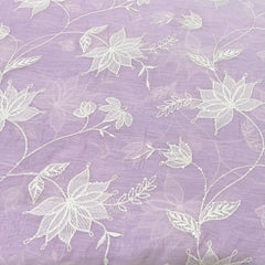 Lavender Floral Jal Thread Sequins Mul Chanderi Embroidery