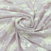 Lavender Floral Jal Thread Sequins Mul Chanderi Embroidery