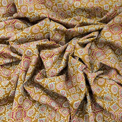 Mustard Ajrak Printed Cotton