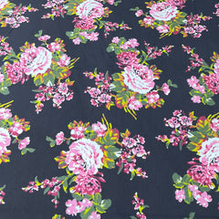 Black Floral Printed Cotton