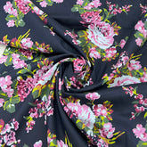 Black Floral Printed Cotton