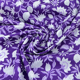 Purple White Floral Printed Cotton