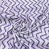 Purple White Zig Zag Printed Cotton