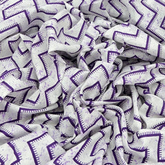 Purple White Zig Zag Printed Cotton