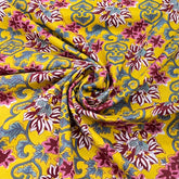 Yellow Floral Printed Cotton