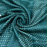 Teal Green Diamond Dot Printed Tussar Silk