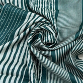 Teal Green Stripes Dot Printed Tussar Silk