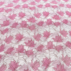 Pink Floral Overall Printed Chanderi