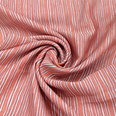 Peach Off White Stripes Printed Chanderi