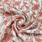 Off White and Peach Floral Overall Printed Chanderi