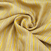 Yellow Off White Stripes Printed Chanderi