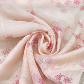 Peach Pink Floral Butti Printed Chanderi