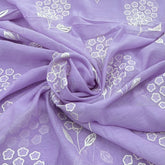 Lavender Floral Applique Mul Chanderi Embroidery