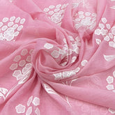 Pink Floral Applique Mul Chanderi Embroidery