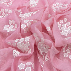 Pink Floral Applique Mul Chanderi Embroidery
