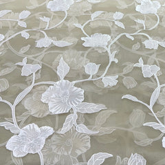 Light Beige Floral Jal Applique Organza Embroidery
