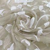 Light Beige Floral Jal Applique Organza Embroidery