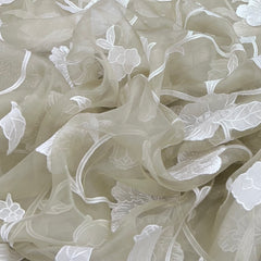 Light Beige Floral Jal Applique Organza Embroidery