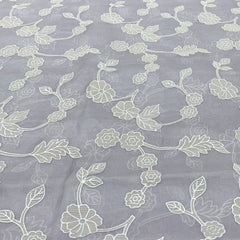 Lavender Floral Jal Applique Organza Embroidery