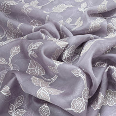 Lavender Floral Jal Applique Organza Embroidery