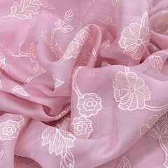 Light Pink Floral Jal Applique Organza Embroidery