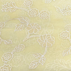 Light Yellow Floral Jal Applique Organza Embroidery