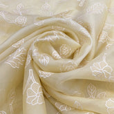 Light Yellow Floral Jal Applique Organza Embroidery