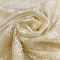 Light Yellow Floral Jal Applique Organza Embroidery