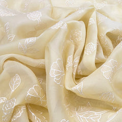 Light Yellow Floral Jal Applique Organza Embroidery