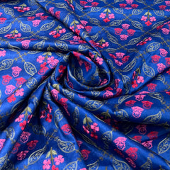 Royal Blue Phulkari Thread Pure Tussar Embroidery