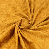 Mustard Yellow Kantha Thread Munga Silk Embroidery