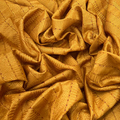 Mustard Yellow Kantha Thread Munga Silk Embroidery