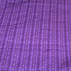 Purple Tussar Silk Sequins and Thread Embroidery