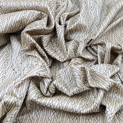 Natural Beige Geometric Overall Thread Pure Tussar Embroidery