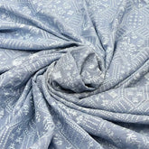 Grey Blue Thread Slub Silk Embroidery