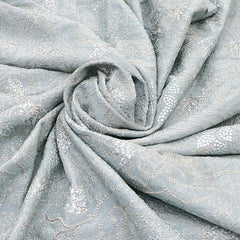 Pastel Blue Thread Zari Slub Silk Embroidery