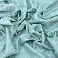 Mint Green Thread Zari Slub Silk Embroidery
