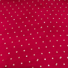 Red Sequins Butti Slub Silk Embroidery