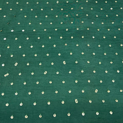 Green Sequins Butti Slub Silk Embroidery