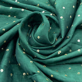 Green Sequins Butti Slub Silk Embroidery