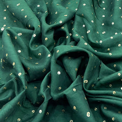 Green Sequins Butti Slub Silk Embroidery