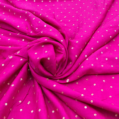 Rani Pink Sequins Butti Slub Silk Embroidery